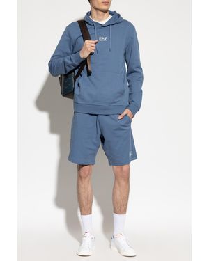 EA7 Sweatshorts With Printed Logo - Blue