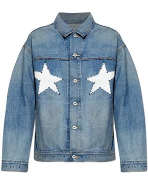 A Bathing Ape Denim Jacket With Shimmering Appliqués - Blue