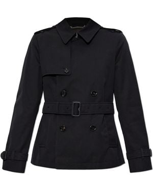 Burberry Short Trench Coat With Belt, - Black