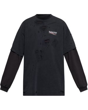 Balenciaga T-Shirt With Logo - Blue
