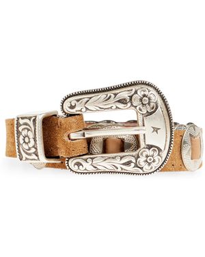 Golden Goose Leather Belt With Appliqués - Metallic
