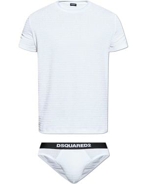 DSquared² Lingerie Set: T-Shirt And Briefs - White