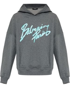 Balmain Sweatshirt With Printed Logo - Grey