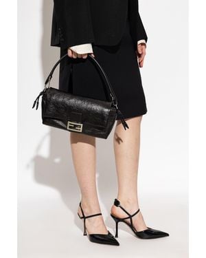 Fendi 'Baguette Soft Medium' Leather Bag - Black