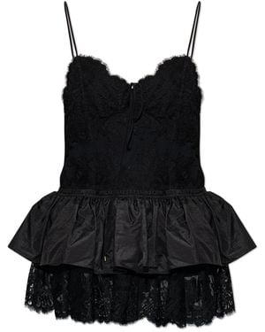 Chloé Lace Peplum Top - Black