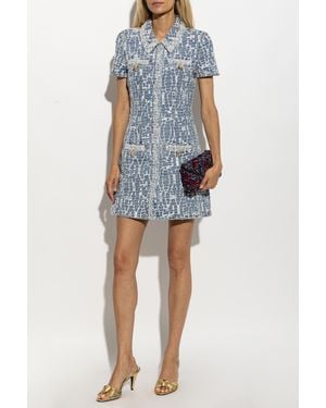 Self-Portrait Textured Denim Dress - Blue