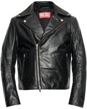 DIESEL Leather Jacket 'L-Eo-Wrd' - Black