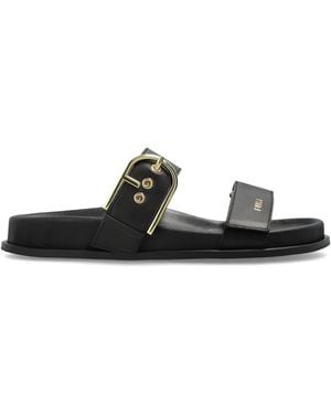 Furla Leather Slides 'Solea' - Black