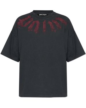 Palm Angels T-Shirt With Logo - Blue
