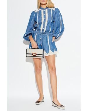 Zimmermann Denim Shirt With Lace Trim - Blue