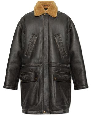 Balenciaga Luxurious Lambskin Shearling Coat - Grey