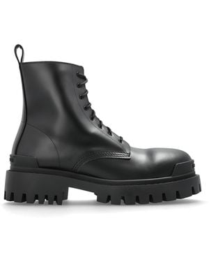 Balenciaga Leather Shoes 'Strike Zip' - Black