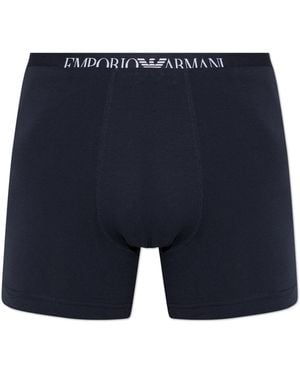 Emporio Armani Cotton Boxers With Logo - Blue