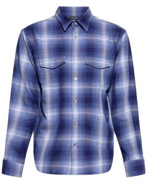Tom Ford Shirt With Check Pattern - Blue