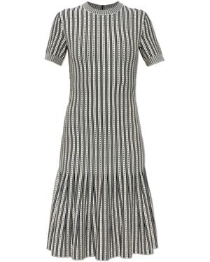 McQueen Dress With Stripe Pattern - Grey
