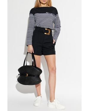 Balmain Wool Shorts With Belt - Black