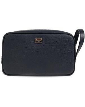Dolce & Gabbana Leather Toiletry Bag - Blue