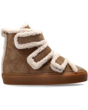 Inuikii “Shearling Velcro Wedge” Wedge Shoes - Brown