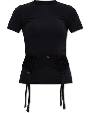 Balenciaga T-Shirt With Lace Insert - Black