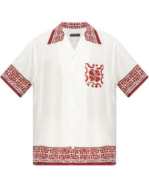 Dolce & Gabbana Silk Shirt With "Majolica" Print - White