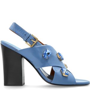Marni Leather Heeled Sandals - Blue
