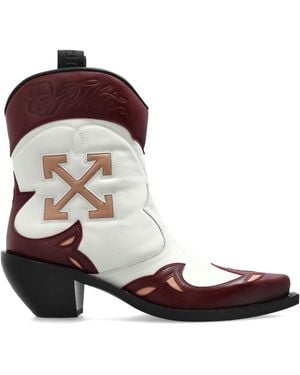 Off-White c/o Virgil Abloh 'Santiag' Heeled Ankle Boots - Brown