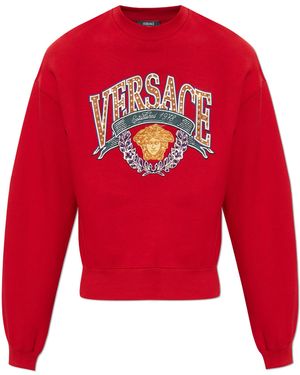 Versace Sweatshirt With Shimmering Sequins - Red