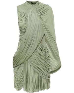Balmain Short Dress With Draping - Green