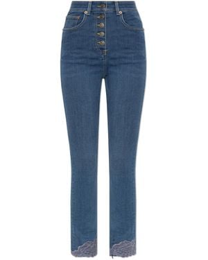 Valentino Garavani Jeans With Lace-Trimmed Legs - Blue