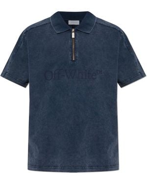 Off-White c/o Virgil Abloh Polo Shirt With Printed Logo - Blue