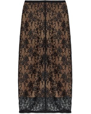 Self-Portrait Lace Skirt - Brown
