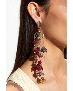 Isabel Marant Single Earring With Shimmering Crystals - Brown
