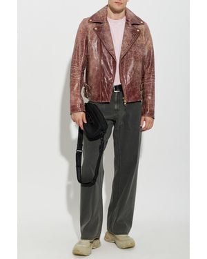DIESEL Leather Jacket 'L-Eon-Cjcm' - Red