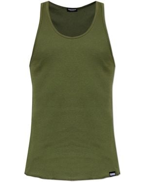 DSquared² Ribbed Lingerie-Style Sleeveless Top - Green