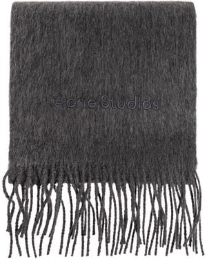 Acne Studios Scarf With Logo Patch - Black