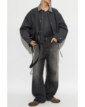 Acne Studios Insulated Jacket With A Leather Collar - Black