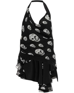 McQueen Silk Top With Open Back - Black