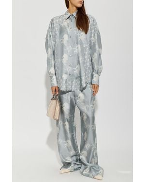 Stella McCartney Silk Wide-Leg Pants - Gray