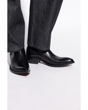 Tom Ford Leather Ankle Boots With Heels, - Black
