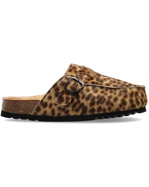 Scholl 'Dakota Fur' Leather Clogs - Brown