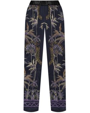 forte_forte Satin Trousers With Print - Blue