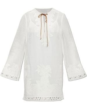 Zimmermann Dress With Openwork Pattern - White