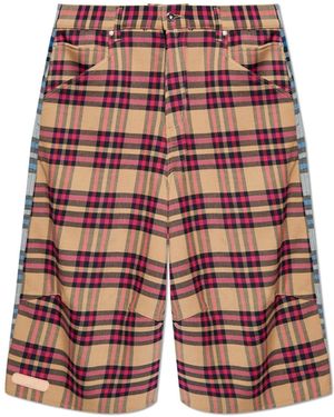 PDF Plaid Pattern Shorts - Red