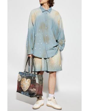 Acne Studios Shorts With A Paint Splatter Effect - Blue