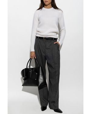TOTEME Wool Herringbone Patterned Pants - White