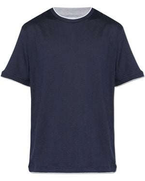 Eleventy Cotton T-Shirt With Round Neckline - Blue