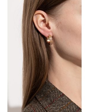 Tory Burch Round Earrings With Shimmering Crystals - Brown