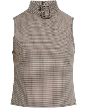 Courreges Top With A Houndstooth Pattern - Brown