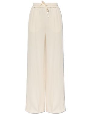 Valentino Garavani Silk Trousers With Leg Stitching - White