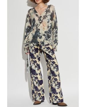 R13 Floral Print Pants - Natural